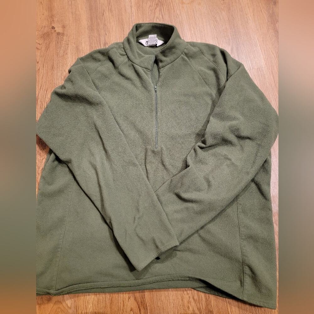 Mens Large Evergreen Long Sleeve Quarter Zip Campmor Fleece Sweatshirt - Picture 3 of 7